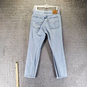 Levis Jeans Womens 27 Blue Wedgie Premium Straight Denim Fray Hem Button Fly